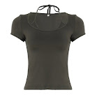Strapless, square-neck tight short-sleeved shirt rep