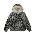 Tree PaternFur Zip up Hoodie rep