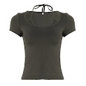 Strapless, square-neck tight short-sleeved shirt rep